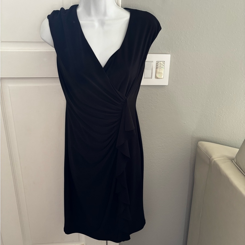 Women's S Chaps dress black classy ruffle